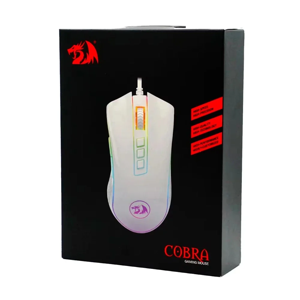 Imagem 2 de 5 do produto Mouse Gamer Redragon Cobra M711w RGB 10000 Dpi Usb Branco Sensor Pixart 7 Botões Programáveis Ergonômico