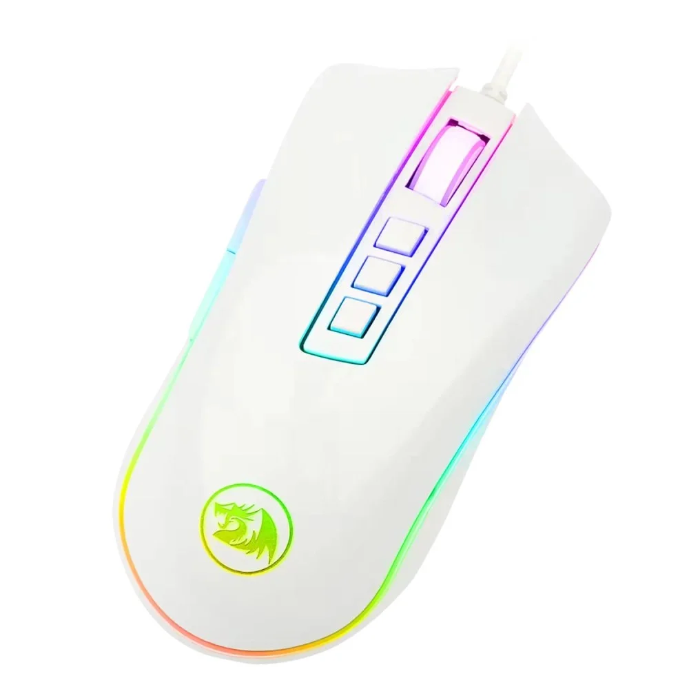 Imagem 3 de 5 do produto Mouse Gamer Redragon Cobra M711w RGB 10000 Dpi Usb Branco Sensor Pixart 7 Botões Programáveis Ergonômico