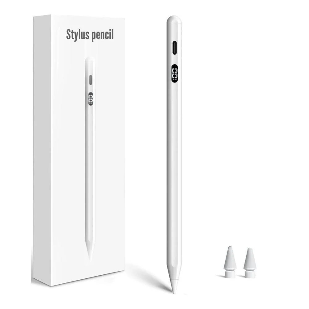 Caneta Touch Stylus Pencil Ka-0211 Com Display Digital E Fixação Magnética Branca Kapbom