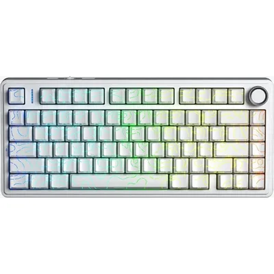 Teclado Mecânico Aula F75 Branco Contorno Gamer 75% Sem Fio Tri Mode Bluetooth 2.4g Usb RGB Hotswap Layout Us