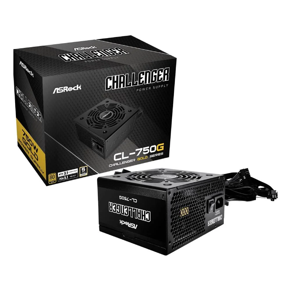 Fonte De Alimentação Asrock Challenger 750w 80 Plus Gold C/ Cabo - Cl-750g Fonte De Alimentação Asrock Challenger 750w 80 Plus Gold C/ Cabo - Cl-750g