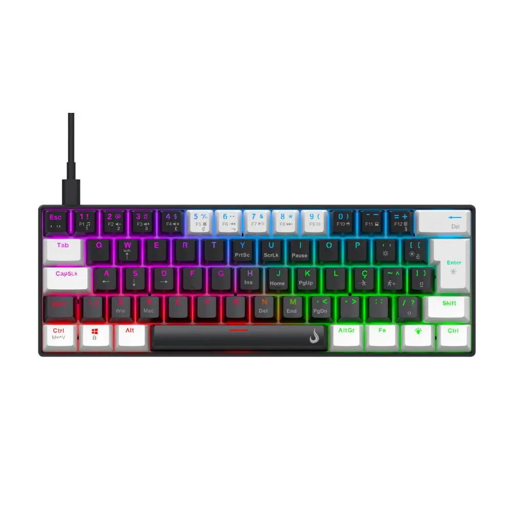 Imagem 1 de 5 do produto Teclado Mecânico Gamer Rise Mode Nova 01 Switch Rise Core RGB C/ Fio Abnt2 Preto - Rm-tcm-nv01-b