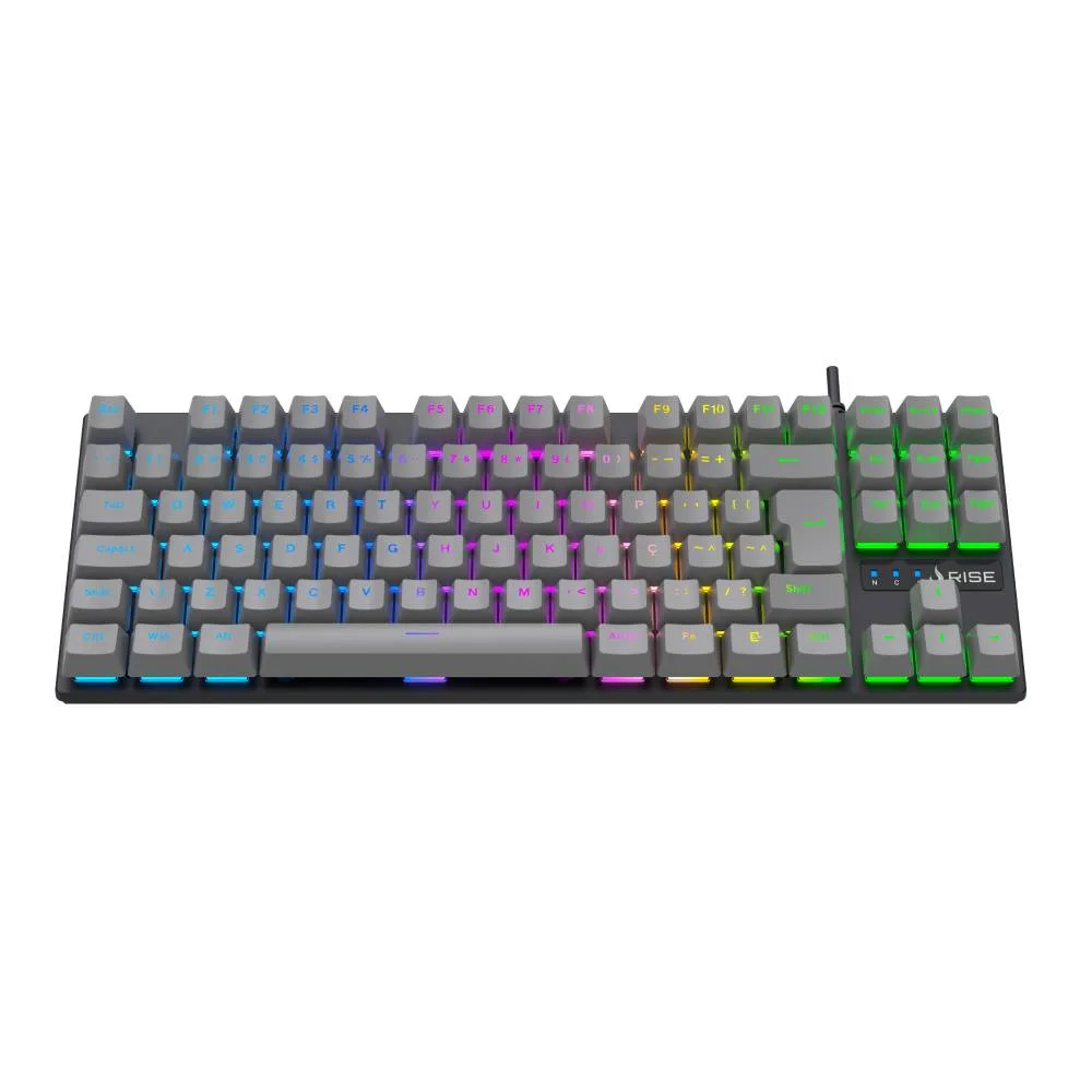 Imagem 2 de 3 do produto Kit Gamer Rise Mode Ghost RGB Teclado Mecânico ABNT2 Mouse 12000DPI Headset 7.1 - RM-GGHT-FB