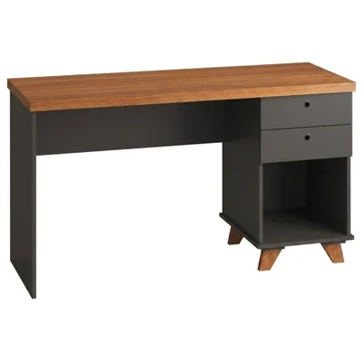 Mesa Escrivaninha Sky Moderno 2 Gavetas Mdp 135cm Freijo Preto Artany