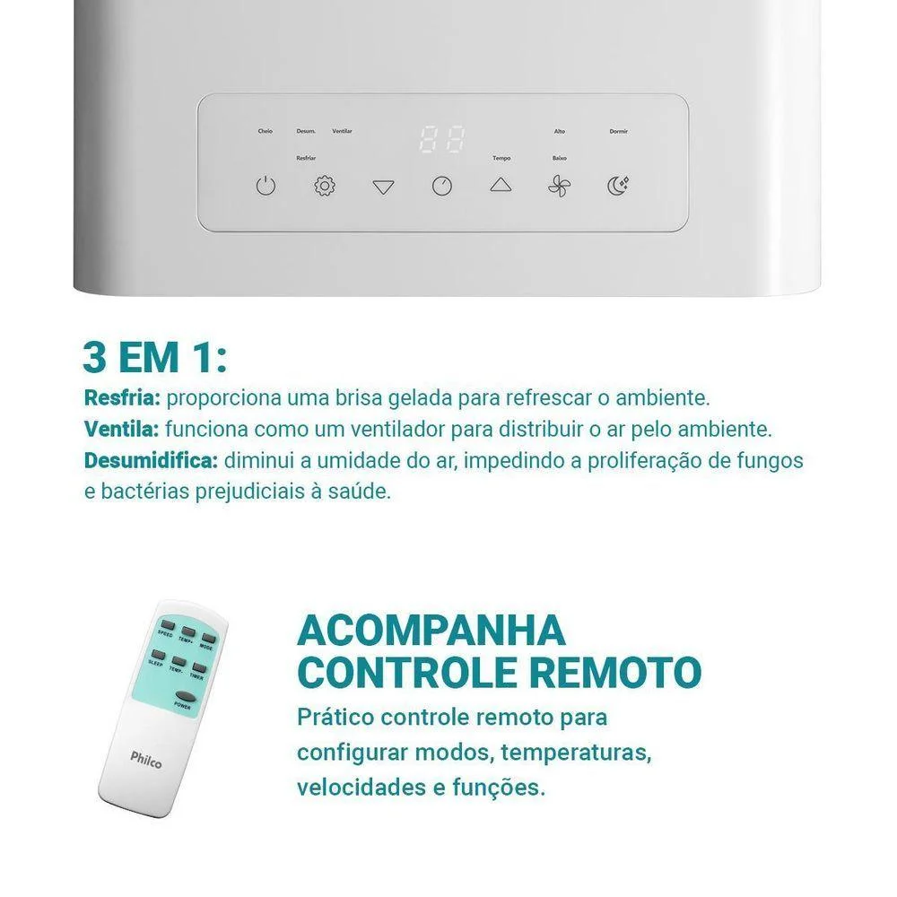 Imagem 5 de 5 do produto Ar Condicionado Portátil Philco 10000 Btus Frio 220v Pac10fn