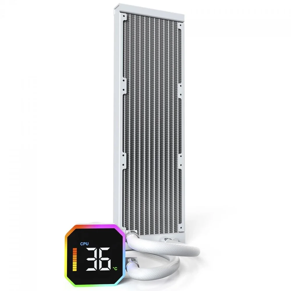 Imagem 2 de 4 do produto Water Cooler Montech Hyperflow Digital, ARGB, 360mm, Com Display, Intel-amd, Branco Hyperflow Digital 360 (w)