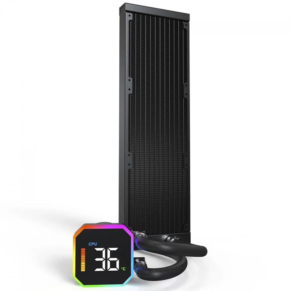 Imagem 2 de 4 do produto Water Cooler Montech Hyperflow Digital, ARGB, 360mm, Com Display, Intel-amd, Preto