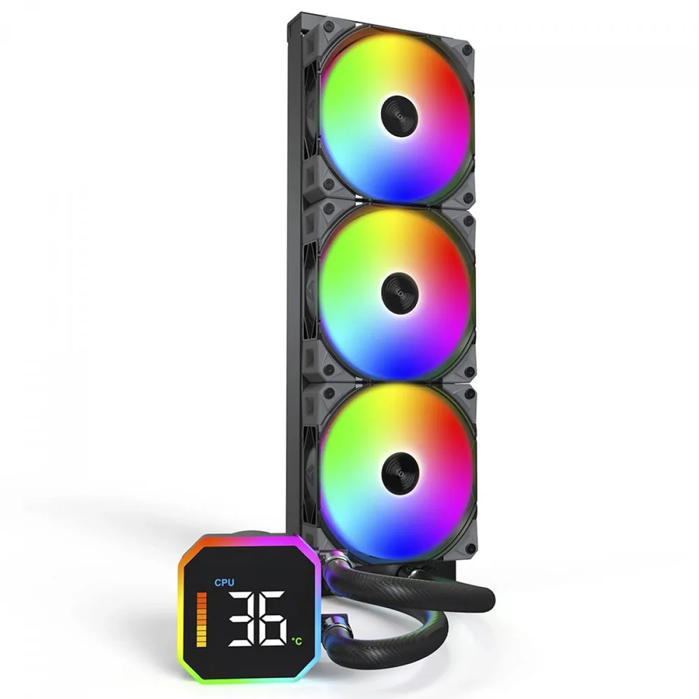 Imagem 4 de 4 do produto Water Cooler Montech Hyperflow Digital, ARGB, 360mm, Com Display, Intel-amd, Preto