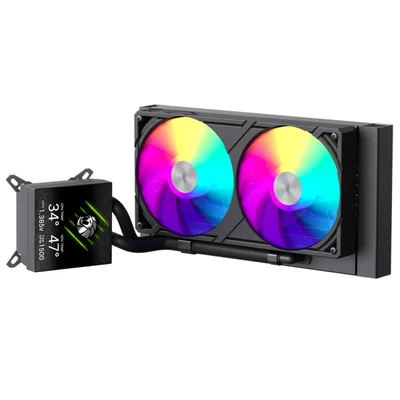 Water Cooler Gamemax Glacier 240 Bk, ARGB, 240mm, Com Display Lcd, Intel-amd, Preto