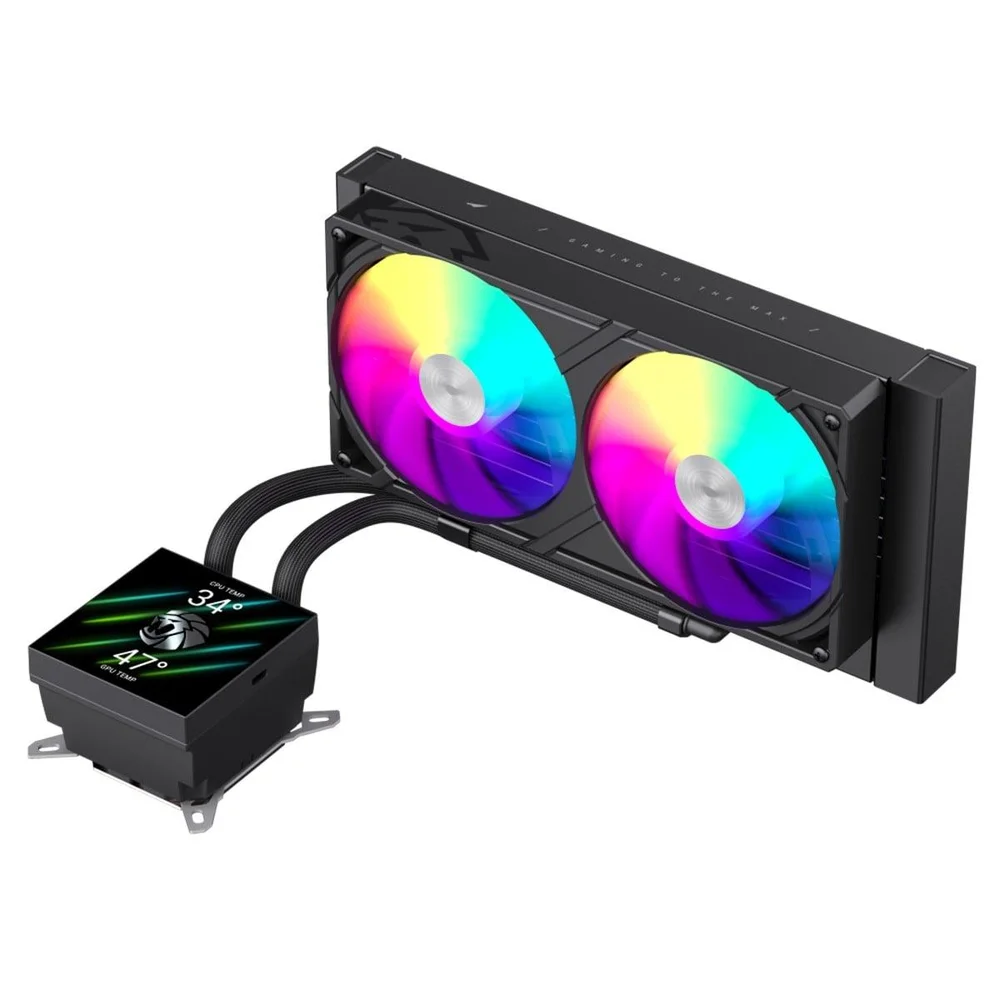 Imagem 5 de 5 do produto Water Cooler Gamemax Glacier 240 Bk, ARGB, 240mm, Com Display Lcd, Intel-amd, Preto