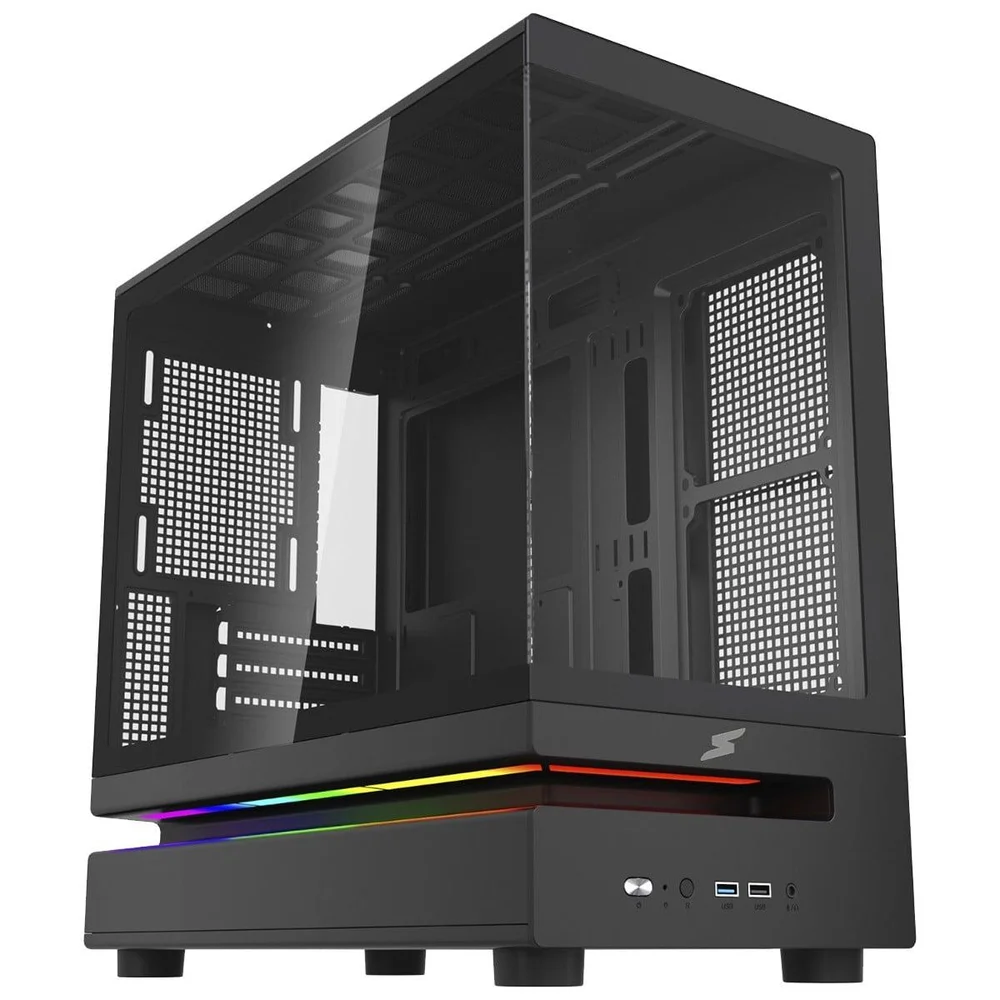 Gabinete Gamer Superframe Flow 500, RGB, Mid Tower, Vidro Temperado, M-atx, Sem Fans, Preto, Sf-cs-flw50msbnsf Gabinete Gamer Superframe Flow 500, RGB, Mid Tower, Vidro Temperado, M-atx, Sem Fans, Preto, Sf-cs-flw50msbnsf