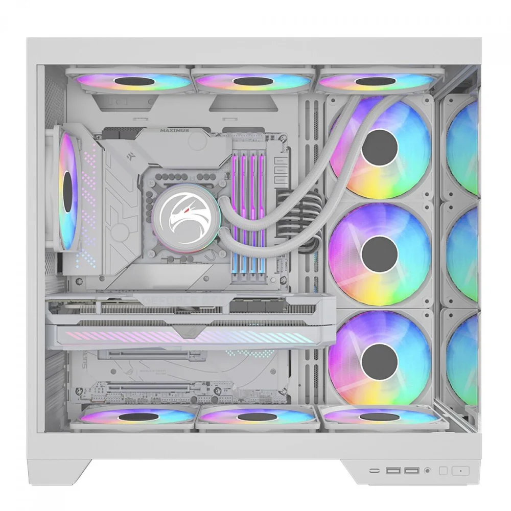 Imagem 4 de 5 do produto Gabinete Gamer Superframe Vhagar, Mid Tower, Vidro Temperado, Atx, Branco, Sem Fan, Sf-cs-vgmawsf