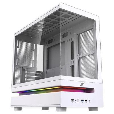 Gabinete Gamer Superframe Flow 500, RGB, Mid Tower, Vidro Temperado, M-atx, Sem Fans, Branco, Sf-cs-flw50mswnsf