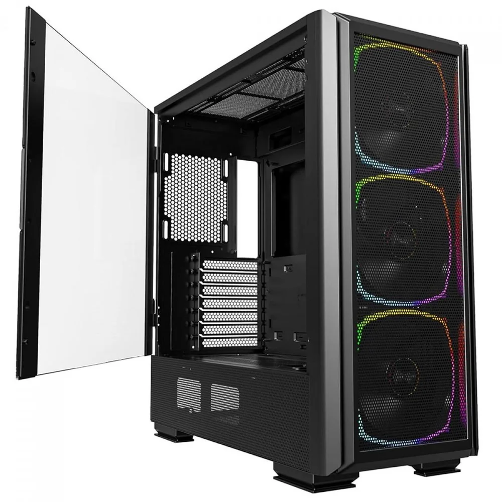 Gabinete Gamer Montech Sky Two Gx, Mid Tower, Vidro Temperado, E-atx, Black, Sem Fonte, Com 3 Fans ARGB
