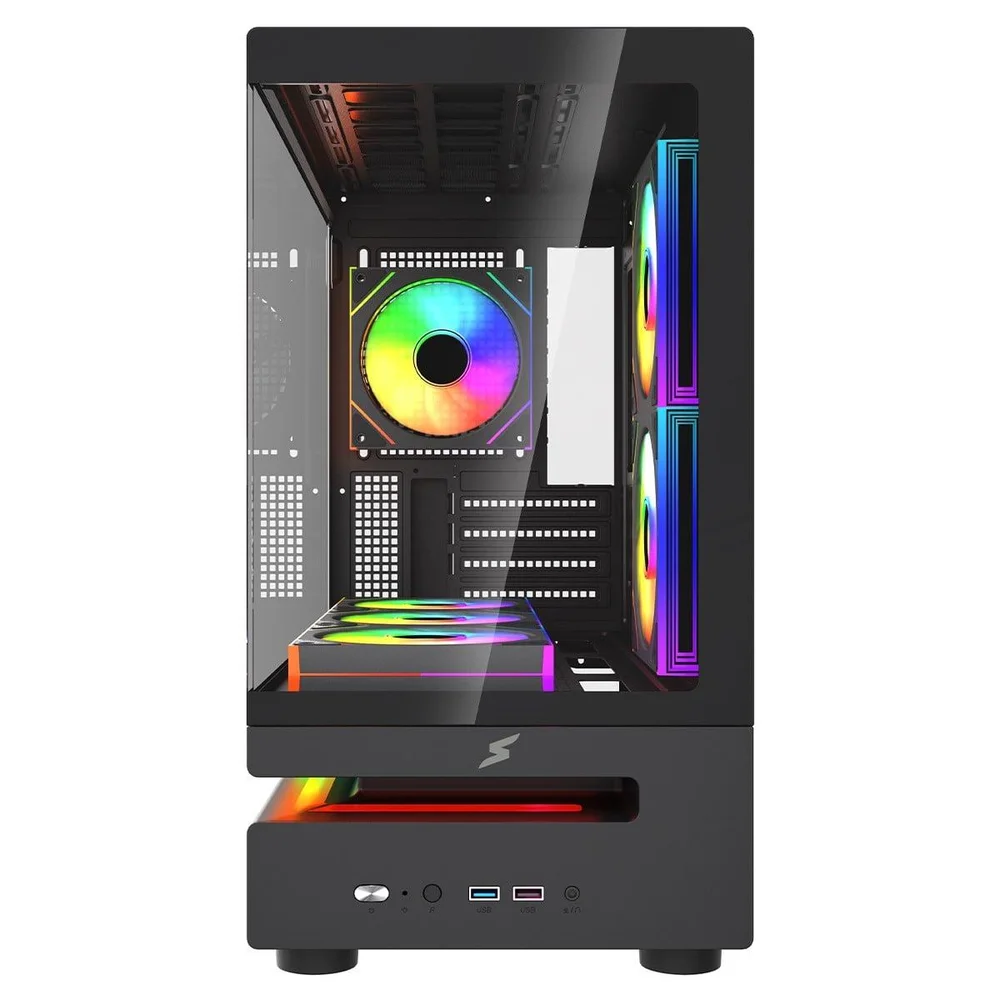 Imagem 4 de 5 do produto Gabinete Gamer Superframe Flow 500, RGB, Mid Tower, Vidro Temperado, M-atx, Com 6 Fans, Preto, Sf-cs-flw50msbn6f