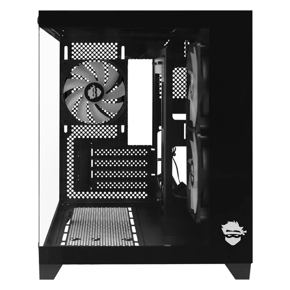 Imagem 2 de 5 do produto Gabinete Gamer Ninja Akyra X3, Mid Tower, Vidro Temperado, M-atx, Com 3 Fans, Sem Fonte, Preto, Gn-cs-mab3fakyra