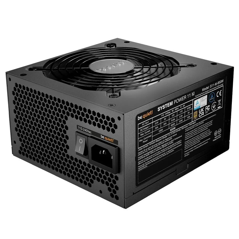 Fonte Be Quiet System Power 11 M, 850w, 80 Plus Gold, Atx 3.1, Pfc Ativo, Preto, Bp914br