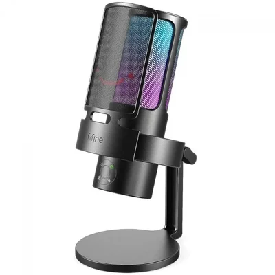 Microfone Gamer Fifine Ampligame A8 Plus, RGB, Usb, Black