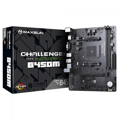 Placa Mãe Maxsun B450m Ms-challenger, Chipset B450, Amd Am4, Matx, Ddr4, Preta