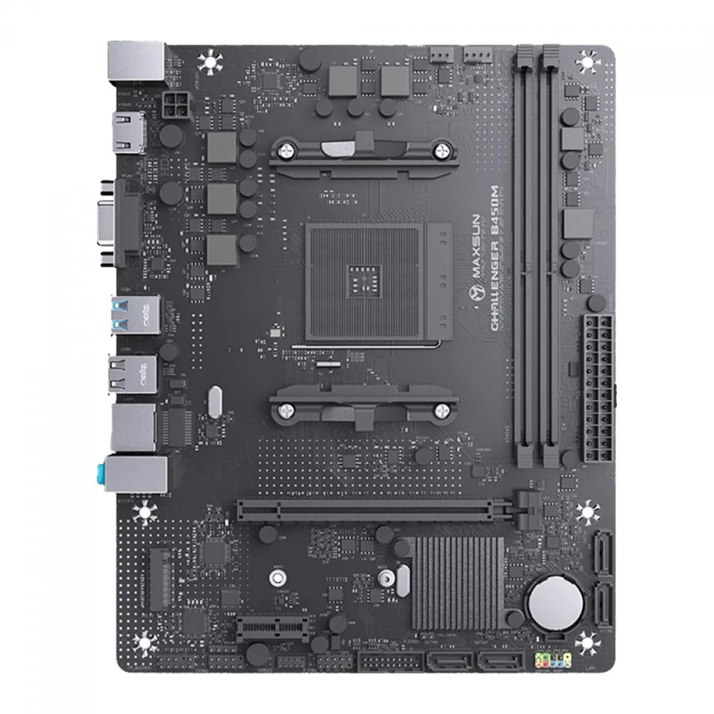 Imagem 2 de 3 do produto Placa Mãe Maxsun B450m Ms-challenger, Chipset B450, Amd Am4, Matx, Ddr4, Preta
