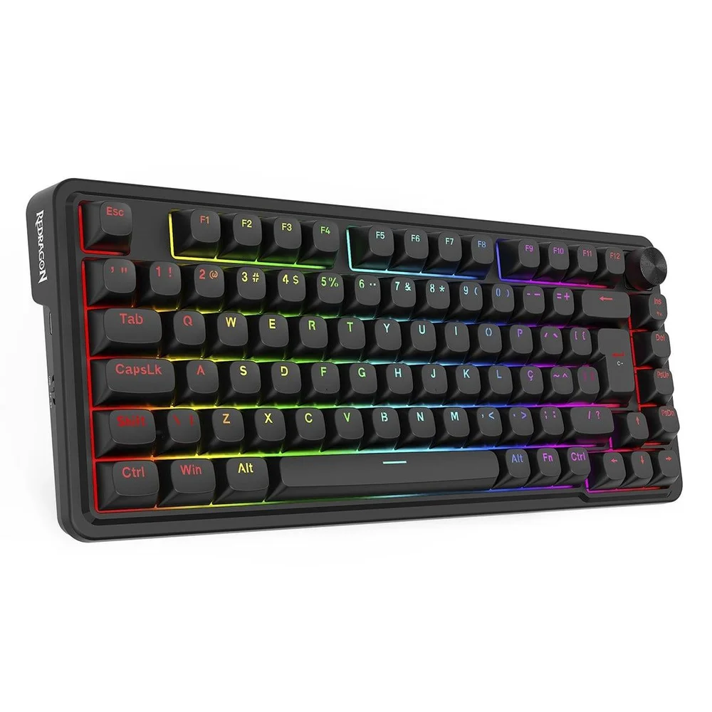 Imagem 4 de 5 do produto Teclado Mecânico Gamer Redragon Finke RGB, Usb/bluetooth, 75%, Switch Chant Linear, Abnt2, Preto, K715b Pt