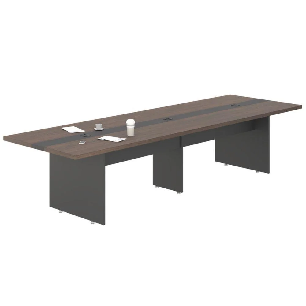 Mesa De Reunião Retangular Sala Grande Para 8 Lugares Moderno Mdp 360cm Freijó Preto Casah