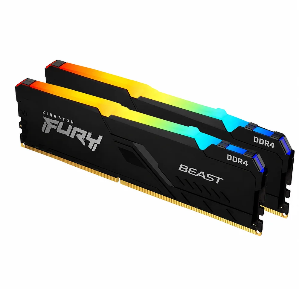 Kit Memória Kingston Fury Beast 16gb RGB (2x8GB) Ddr4 3200mhz Cl16