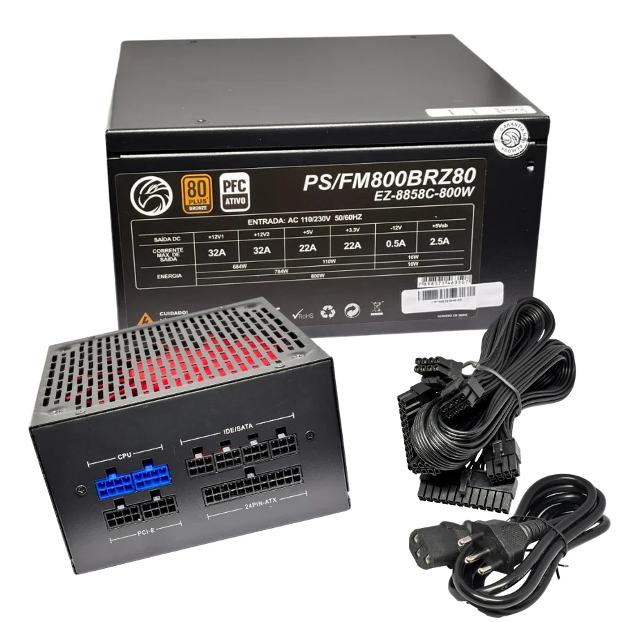 Fonte Atx 800w Profull Modular 80 Plus Bronze Pfc Ativo Brazil PC Fonte Atx 800w Profull Modular 80 Plus Bronze Pfc Ativo Brazil PC