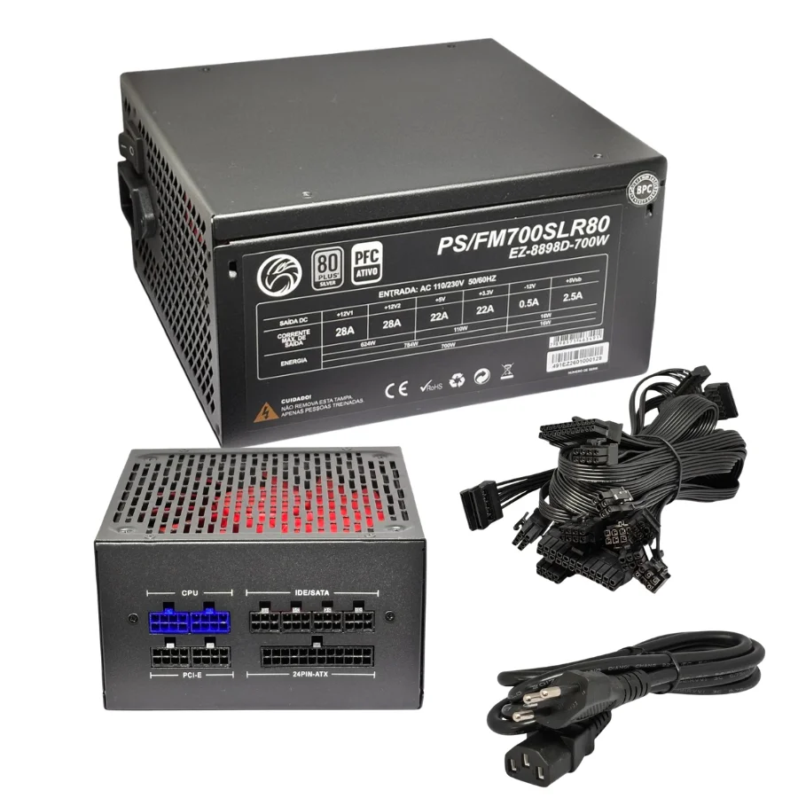 Fonte Atx 700w Brazilpc Pro Full Modular 80plus Silver