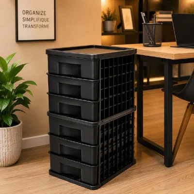 Gaveteiro Organizador 6 Gavetas Multiuso Moderno Plástico Transparente Yeet