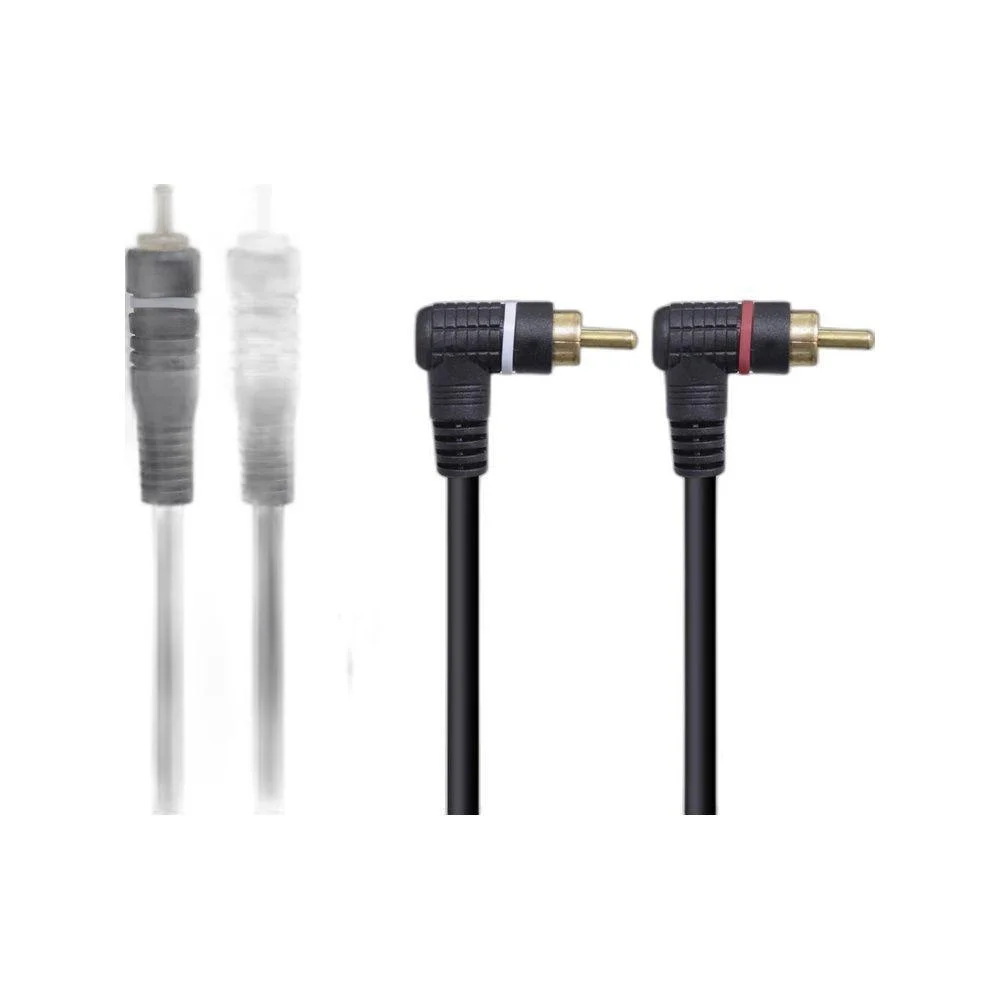 Imagem 2 de 3 do produto Cabo 2 Rca X 2 Rca 90º Profissional Áudio E Vídeo 5m Vinik