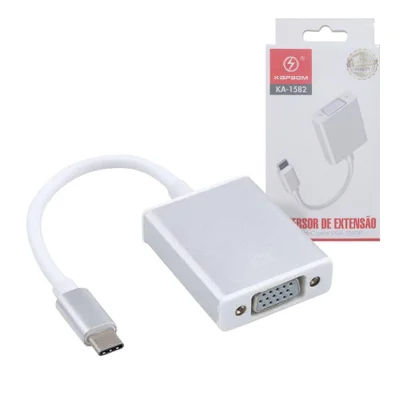 Adaptador Conversor Ka-1582 Para Vga 1080p Full Hd Com Plug And Play Preta Kapbom