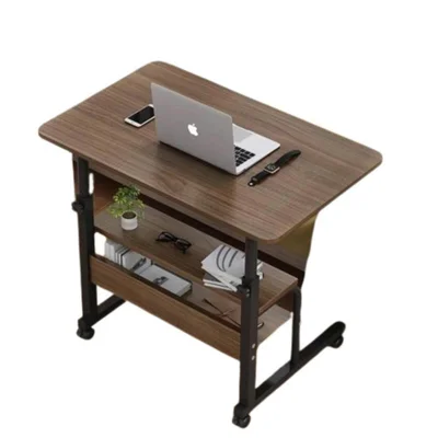 Mesa Multifuncional Para Notebook Tipo C Com 2 Prateleiras Rodízios Marrom Yeet