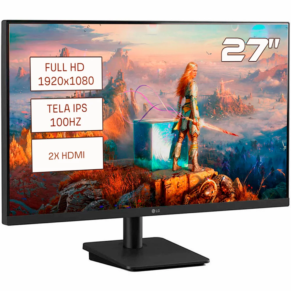 Monitor Gamer LED Lg 27" Full Hd 1920x1080, 100hz, Tela Ips Anti-reflexo, 5ms, HDMI, Ajuste De Inclinação - 27ms500-b