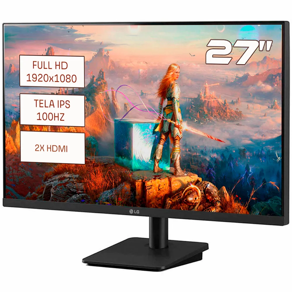 Monitor Gamer LED Lg 27" Full Hd 1920x1080, 100hz, Tela Ips Anti-reflexo, 5ms, HDMI, Ajuste De Inclinação - 27ms500-b