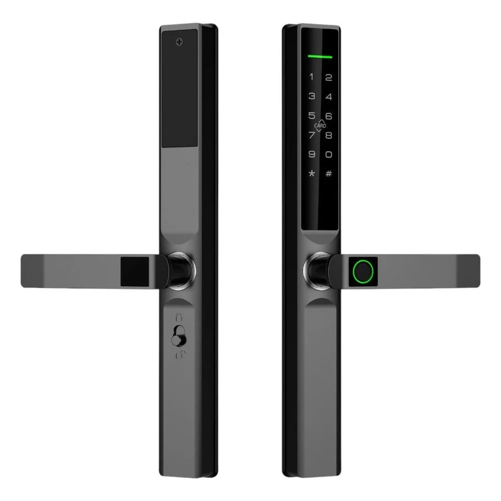 Fechadura Digital Inteligente S610 Wi-fi Tuya Biometria Senha Cartão Alumínio Preto Ip65 À Prova D'água
