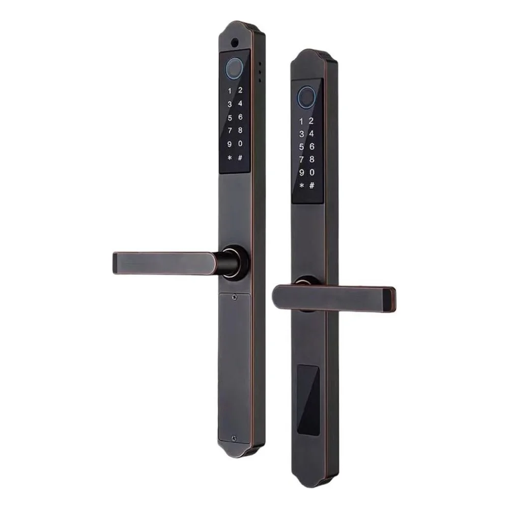 Fechadura Digital Inteligente S611-2 Wi-fi Tuya Biometria Senha Cartão Usb Preto Ip65 Externa