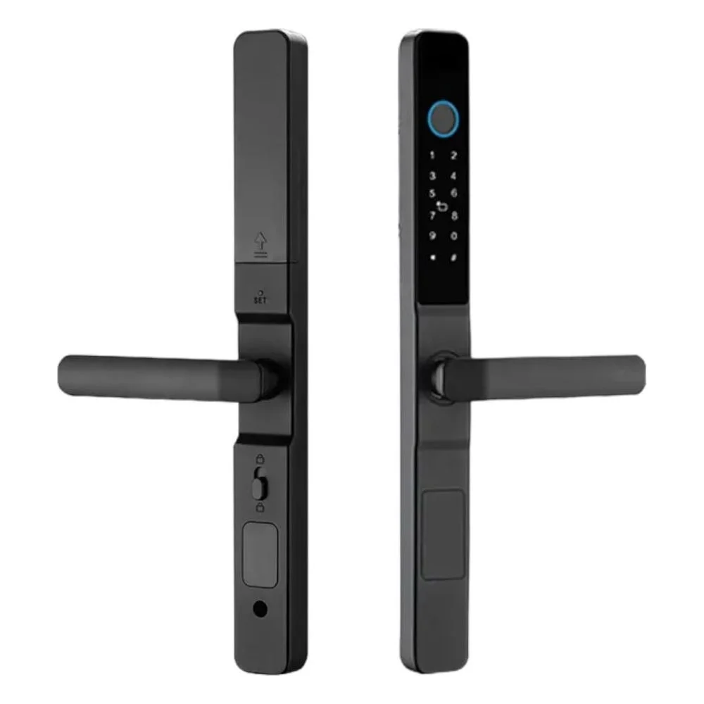 Fechadura Digital S617 Biometria Bluetooth Ttlock Senha Cartão Usb Ip65 Preto Para Porta De Alumínio