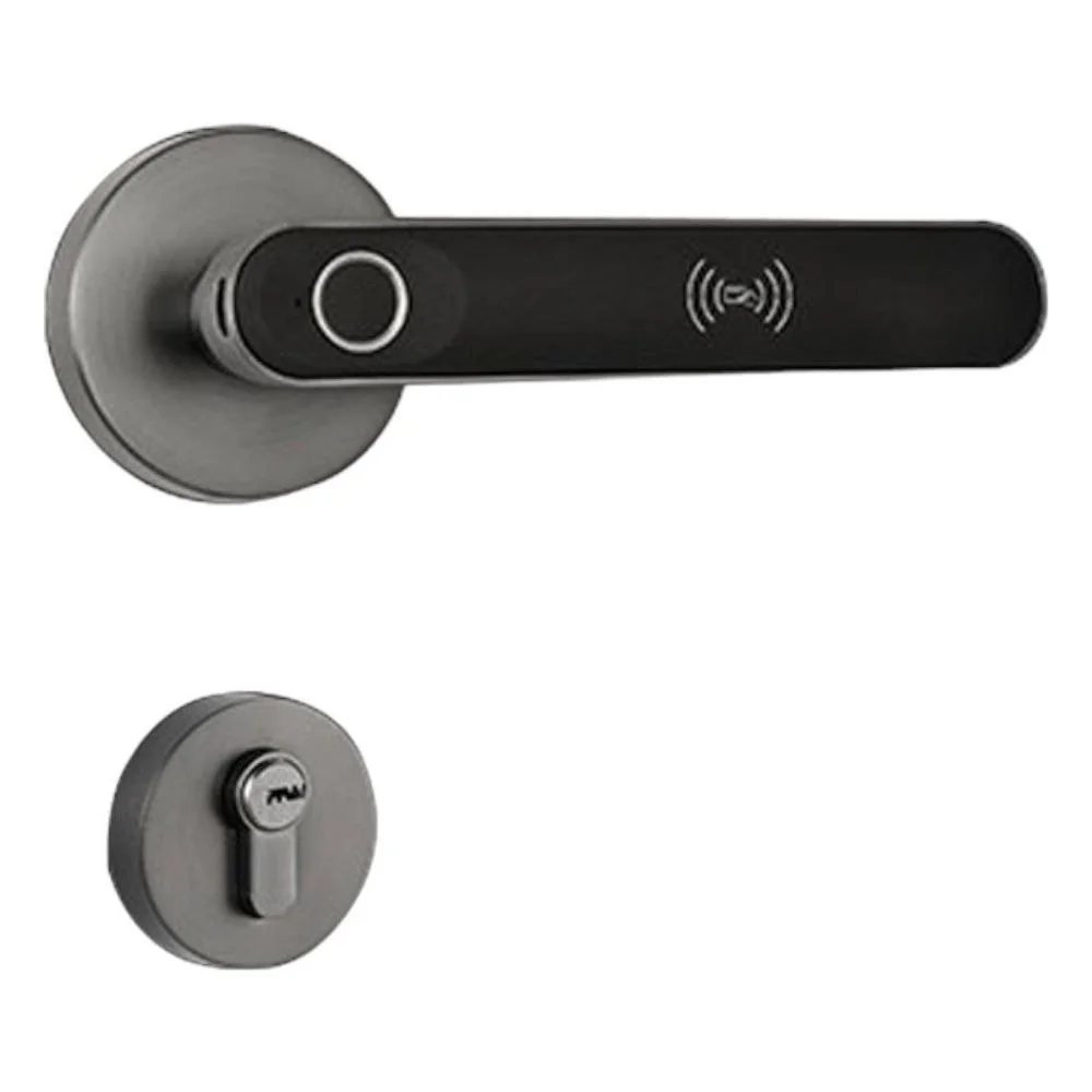 Fechadura Digital S607l Biometria Bluetooth Tuya Ble Senha Cartão Chave Cinza Liga De Zinco Smart Home Porta De Madeira Aço