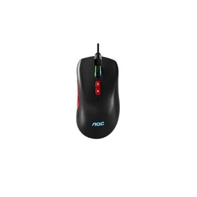 Mouse Gamer Com Fio Gm180 7 Botões Programáveis 7200 Dpi Iluminação RGB Preta Aoc