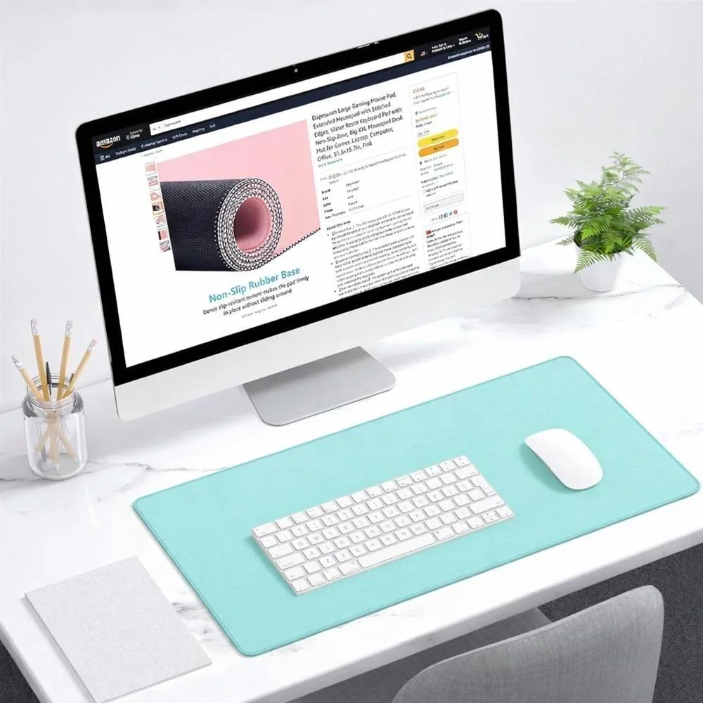 Imagem 5 de 5 do produto Mouse Pad Grande Mousepad 60x30 Azul Base Antiderrapante Superficie Lisa Bordas Reforcadas Pvc Yeet