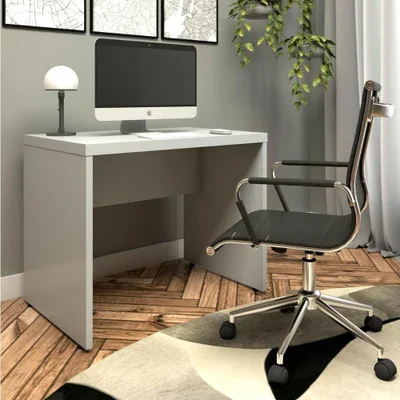 Mesa Para Estudos E Escritório Escrivaninha Alto Padrão Mdp 90cm Cinza Claro F5 Office