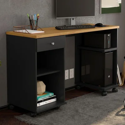 Mesa De Computador Th Shop Moderno 1 Gaveta Mdf-mdp 125cm Preto Acetinado Casah