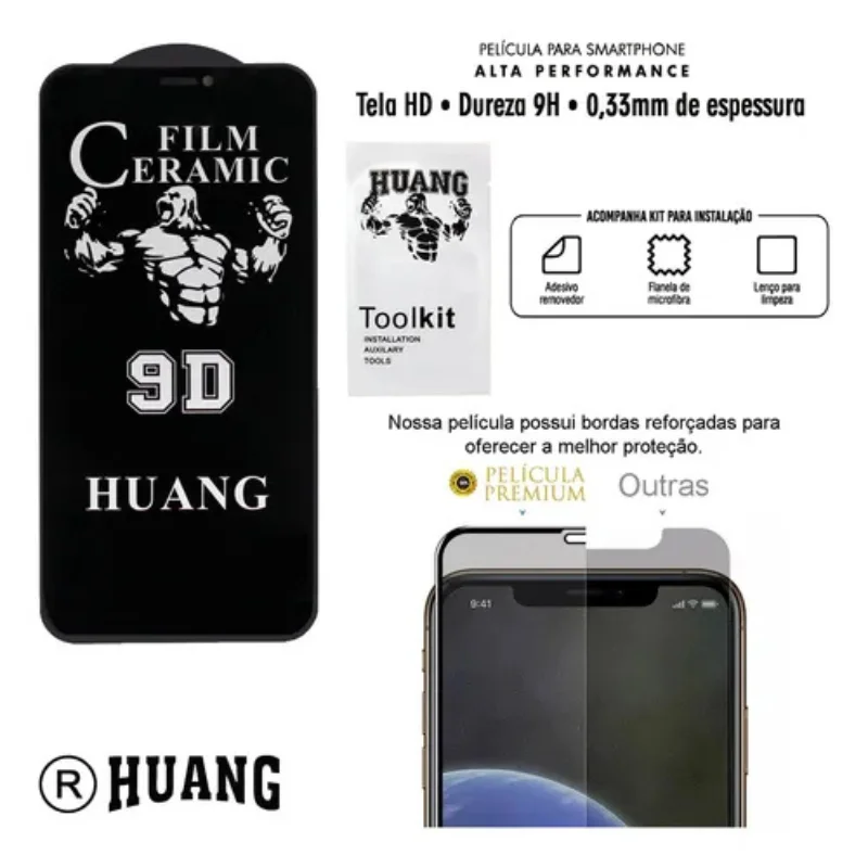 Imagem 3 de 4 do produto Película De Cerâmica Privacidade Total 9h Compatível Com Xiaomi Redmi 15c / Poco C85 4g – Premium Anti Espião Proteção