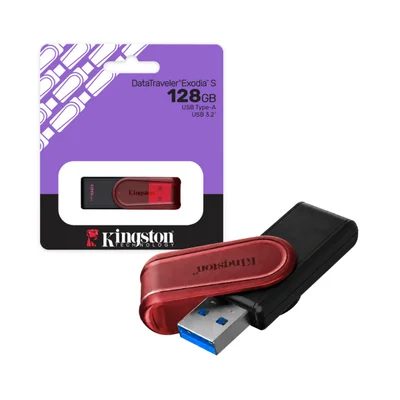 Pen Drive 128GB Usb 3.2 Datatraveler Exodia S Verm 70mbs Le Kc-u3c128-7tr Kingston