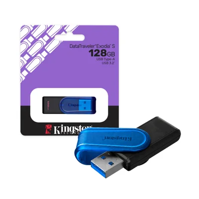 Pen Drive 128GB Usb 3.2 Datatraveler Exodia S Azul 70mbs Le Kc-u3c128-7tb Kingston