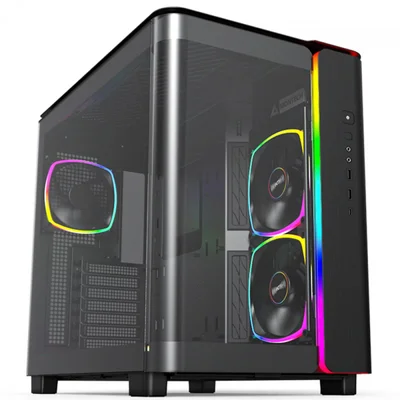 Gabinete Gamer Montech King 95 Pro, ARGB, Mid Tower, Vidro Temperado, Atx, Black, Sem Fonte, Com 6 Fans