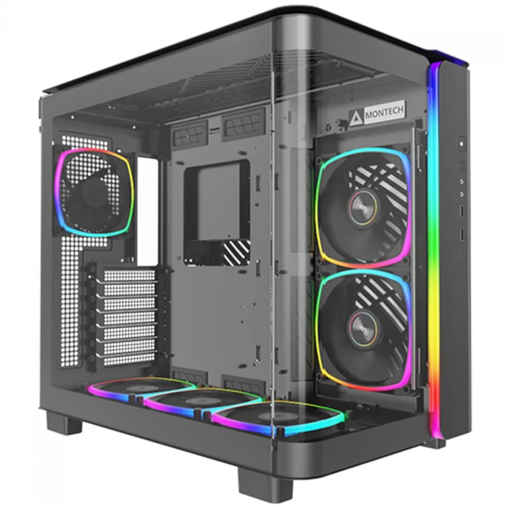 Imagem 3 de 5 do produto Gabinete Gamer Montech King 95 Pro, ARGB, Mid Tower, Vidro Temperado, Atx, Black, Sem Fonte, Com 6 Fans