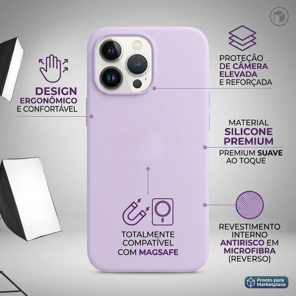 Imagem 4 de 5 do produto Capa Silicone Para Iphone 15 Pro Max Aveludada Interior Lilás