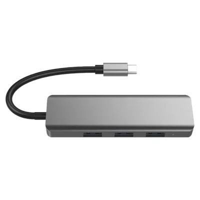 Adaptador Hub Usb-c Satellite A-hubc52 5 Em 1 Cinza Power Delivery HDMI Usb 3.0 Leitor Cartões Sd Tf Portátil